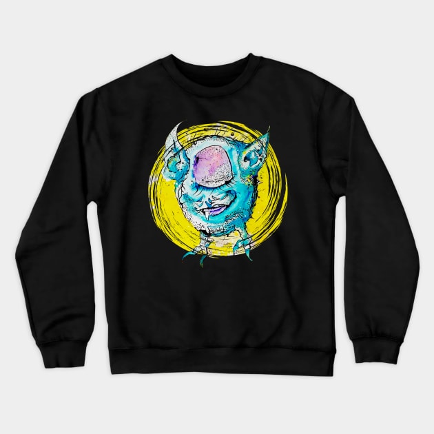 one eye blue monster Crewneck Sweatshirt by Flox